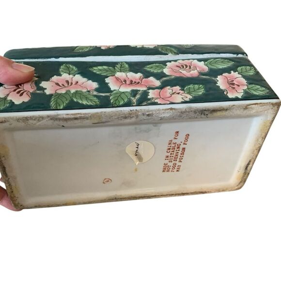 Large Chinese Porcelain Floral Trinket Box - Picture 5 of 5